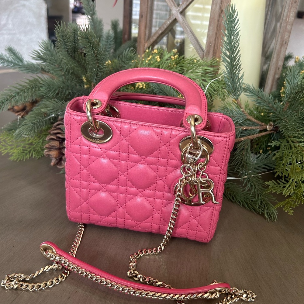 Mini Lady Dior classic bag pink - Picture 11 of 13